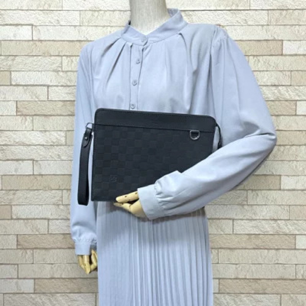 Louis Vuitton Clutch Infini Clutch Black Bag Black Stand Damier